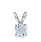 14 Karat White Gold Pendant with One 5mm Round Aquamarine.
Chain is S